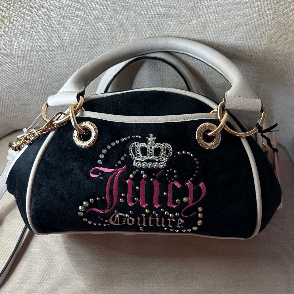 Juicy Couture Black and Cream Shoulder and Top Handle Bag with Pouch - Picture 6 of 15